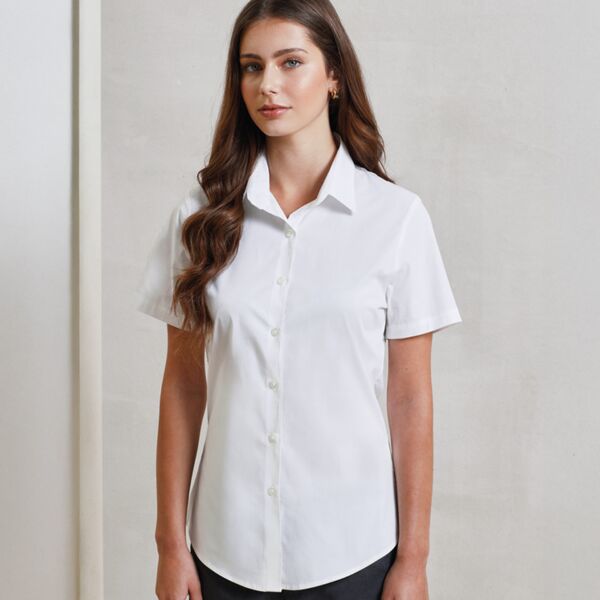 Premier Ladies Short Sleeve Stretch Fit Poplin Shirt Thumbnail